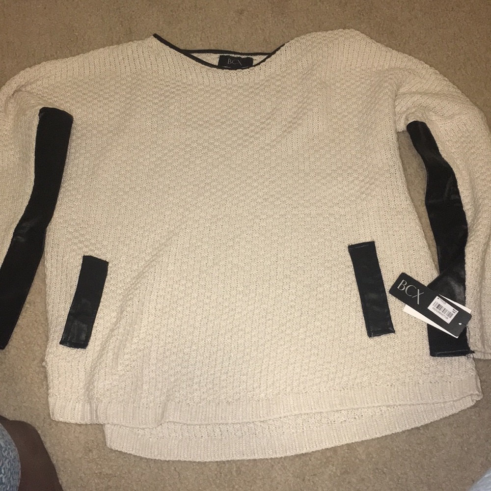 Leather knit sweater